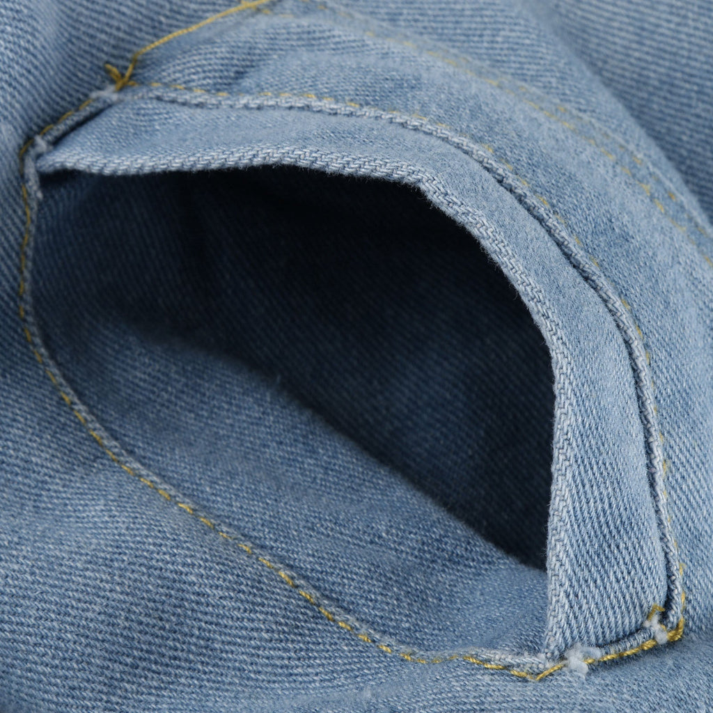 Veleaee Padded Warm Hole Large Fur Collar Denim Jacket(4 colors)