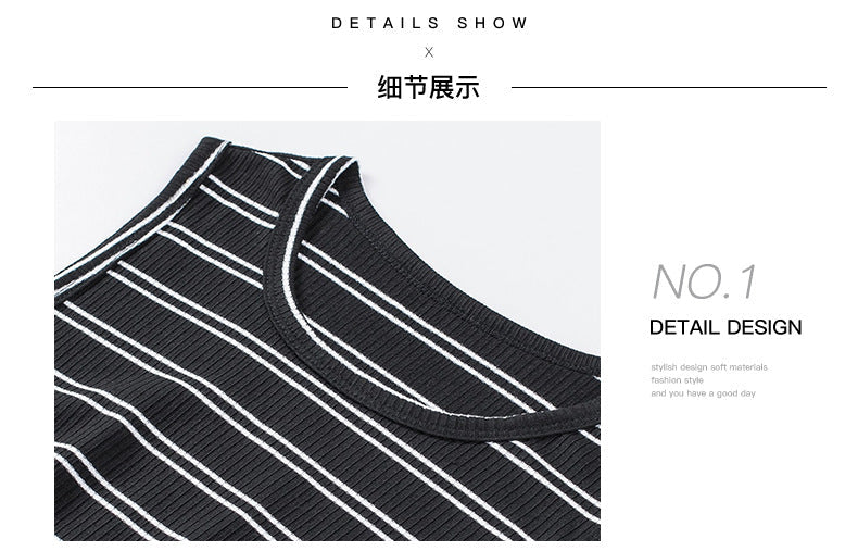 Veleaee Striped Round Neck Dress(8 Colors)