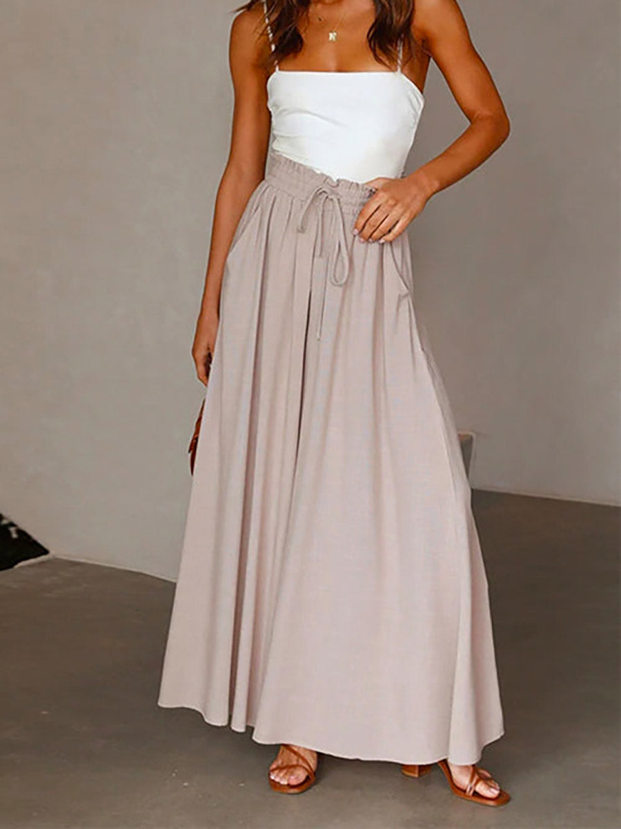 Veleaee Drawstring Elastic Waist Wide Leg Baggy Pants(5 Colors )