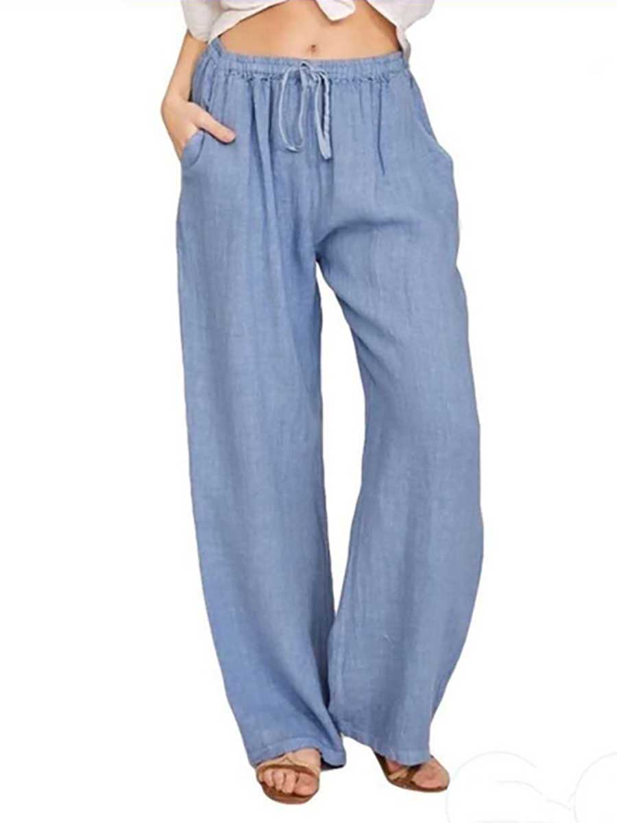 Veleaee Loose Linen Casual Wide Leg Pants