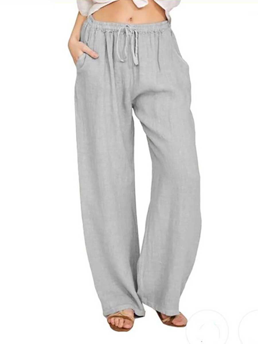 Veleaee Loose Linen Casual Wide Leg Pants