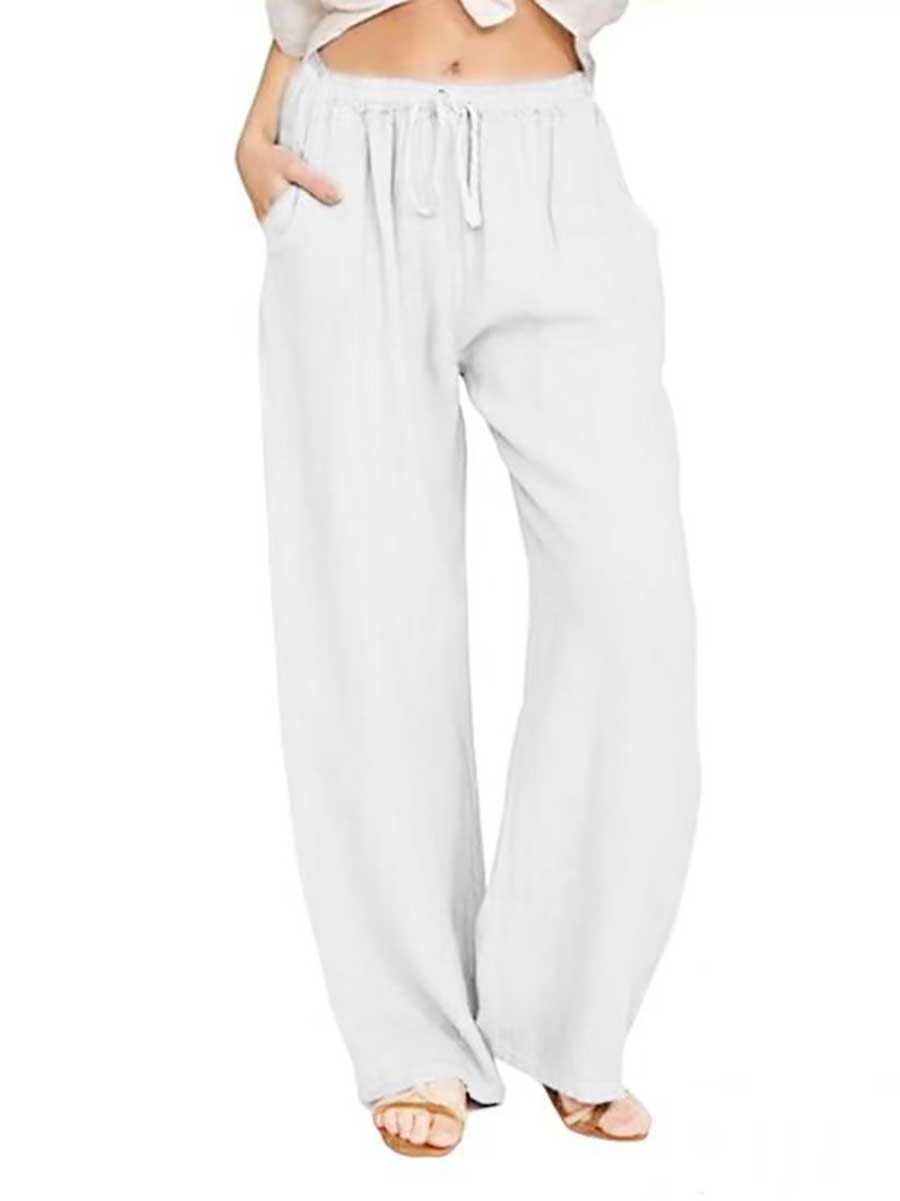 Veleaee Loose Linen Casual Wide Leg Pants