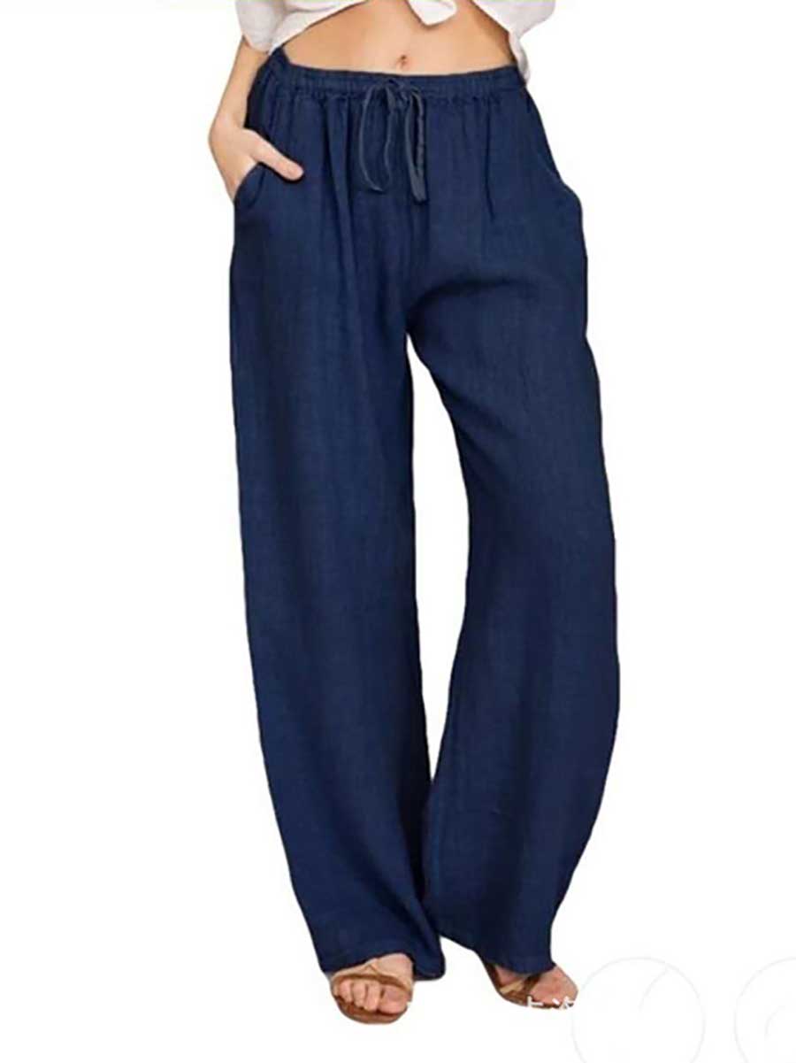 Veleaee Loose Linen Casual Wide Leg Pants