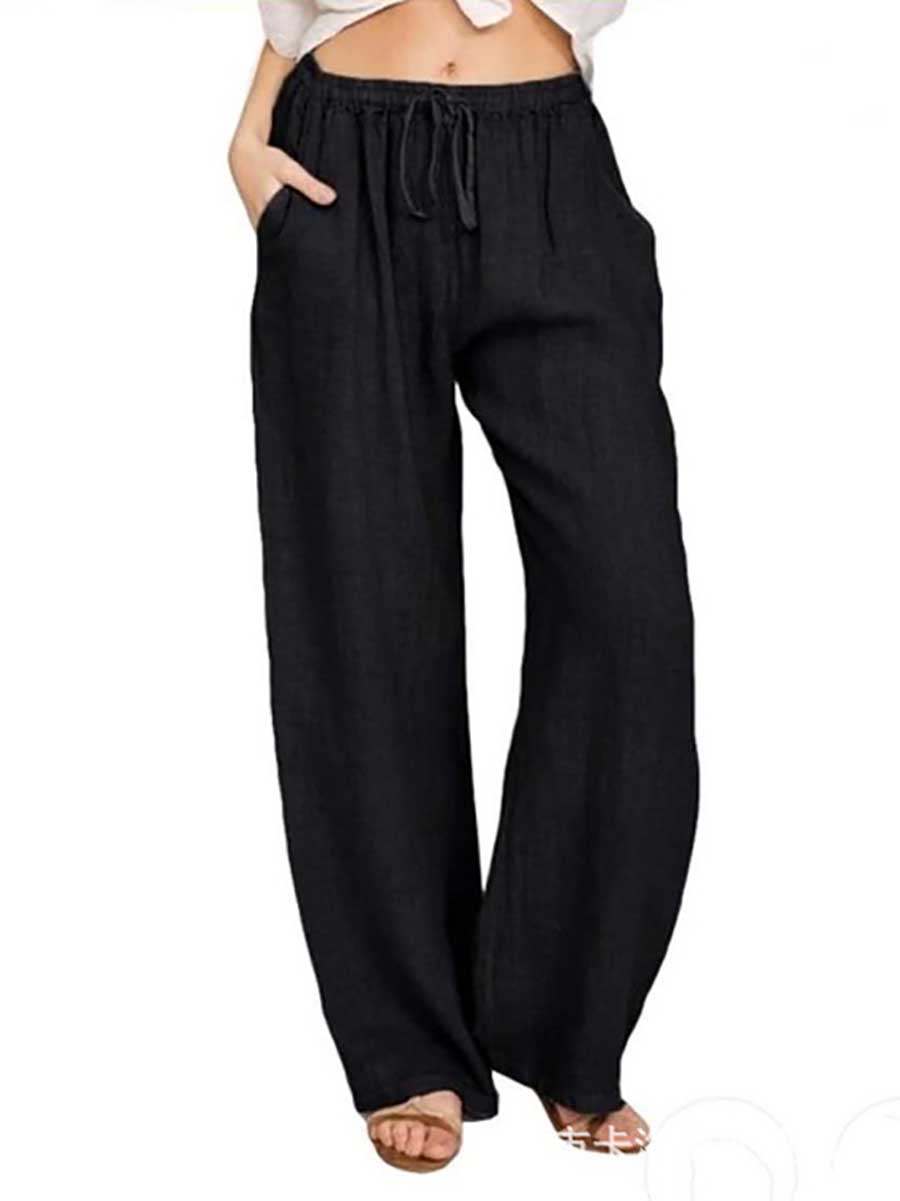 Veleaee Loose Linen Casual Wide Leg Pants