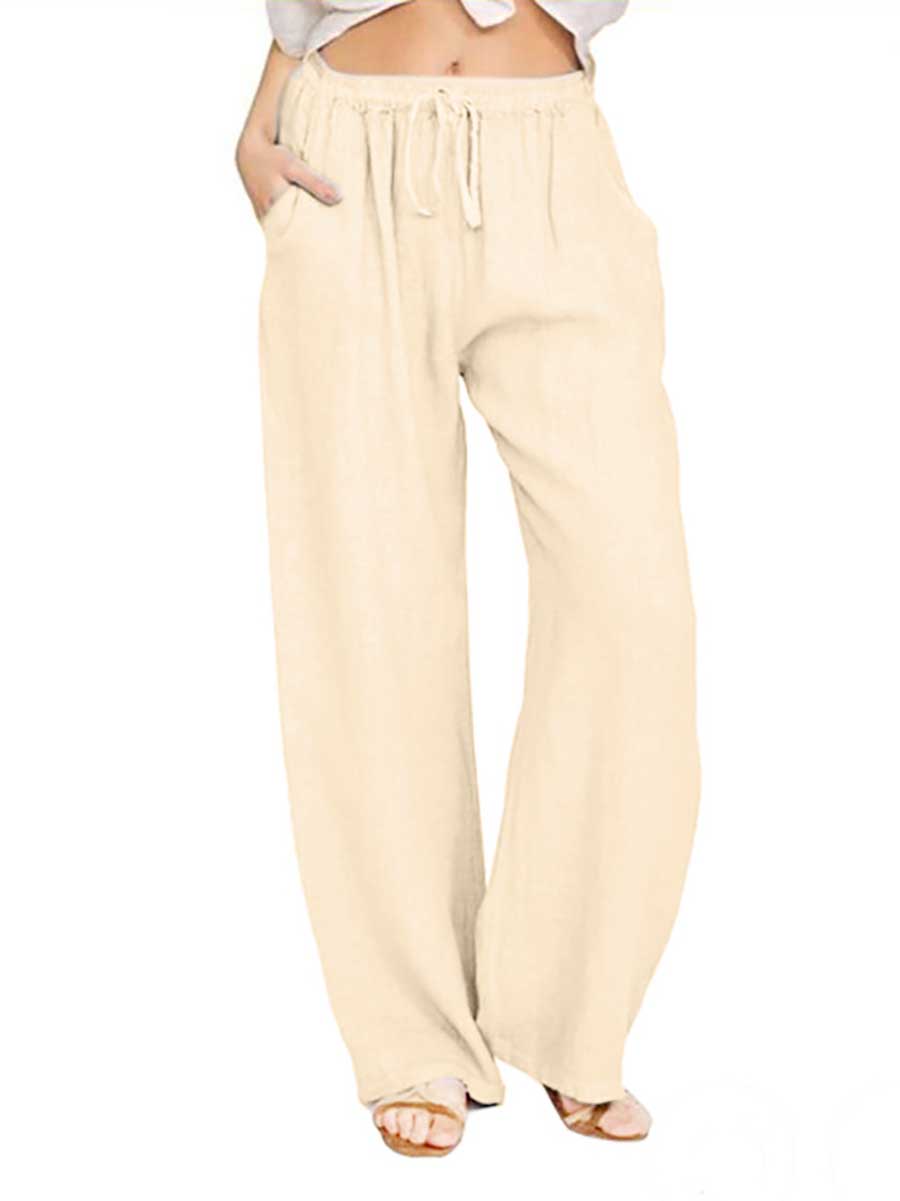 Veleaee Loose Linen Casual Wide Leg Pants