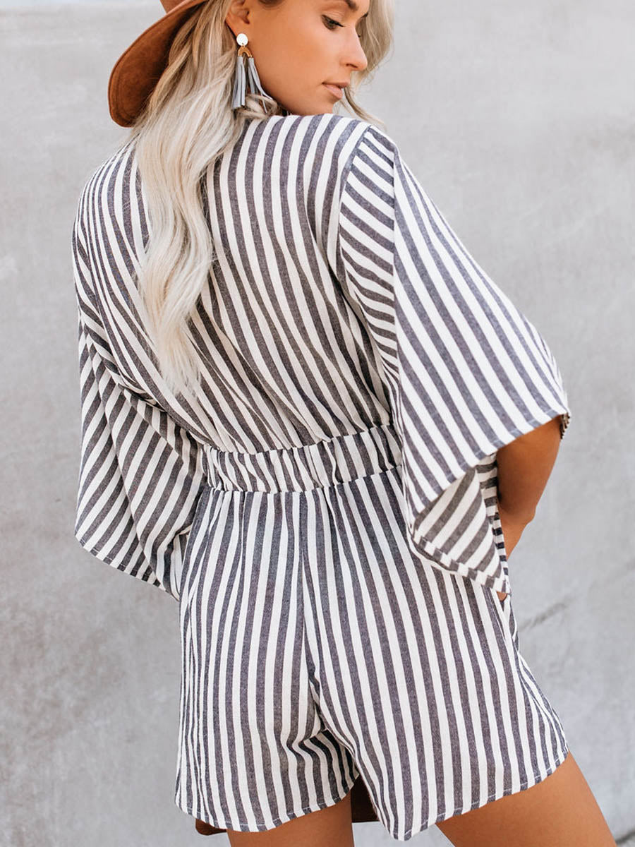 Veleaee Wind In My Sails Cotton Pocketed Tie Romper