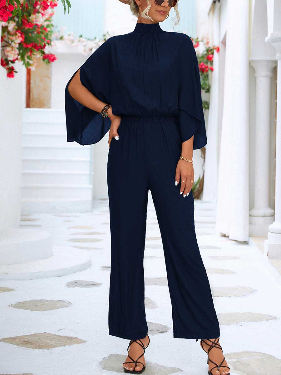 Veleaee Spring/Summer Standing Collar Jumpsuit