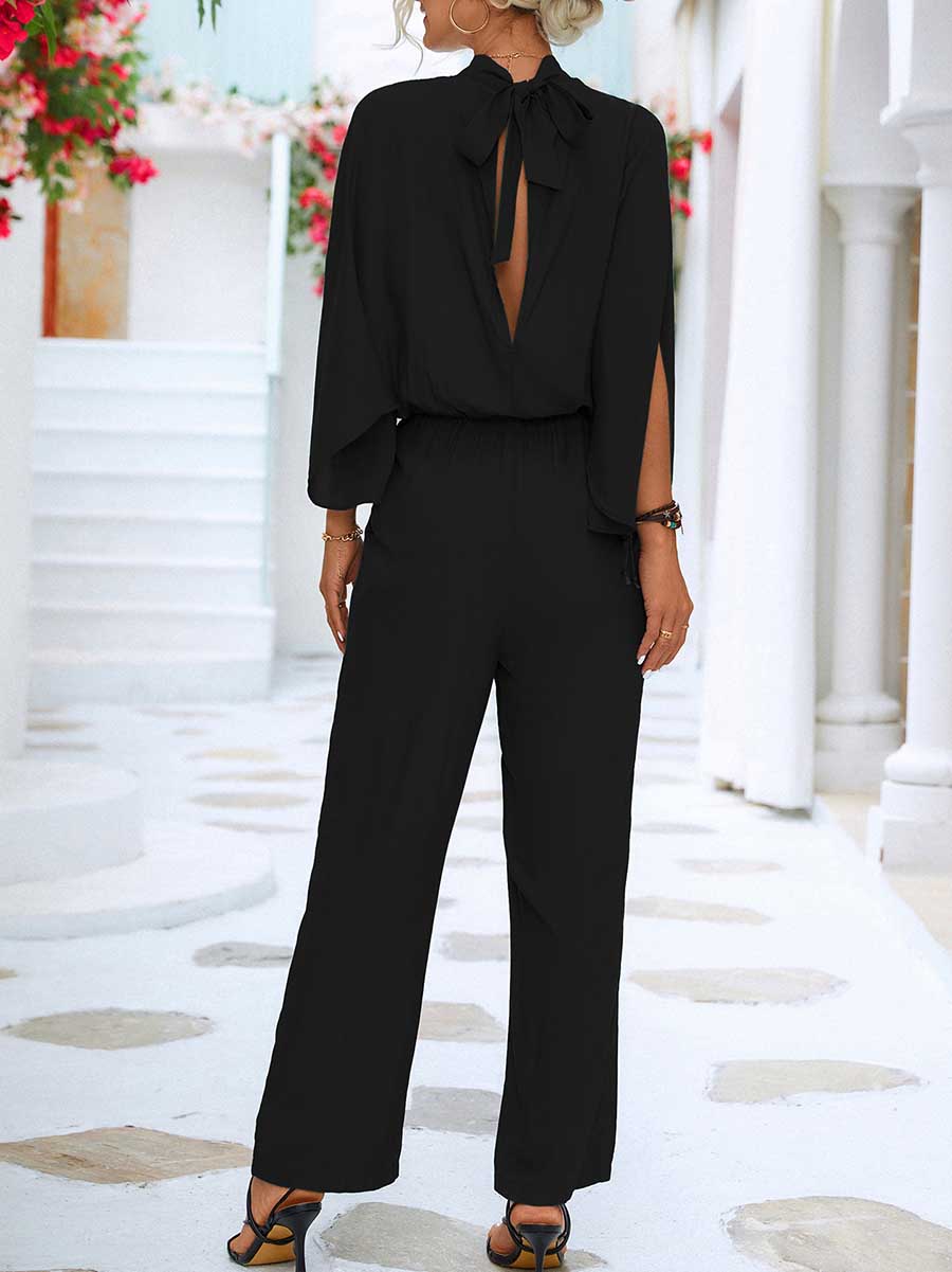 Veleaee Spring/Summer Standing Collar Jumpsuit