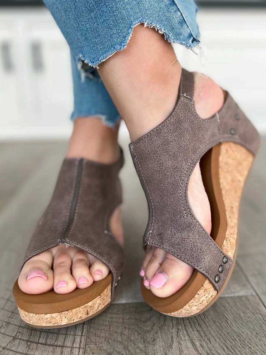 Veleaee Mid Heel Wedge Sandals