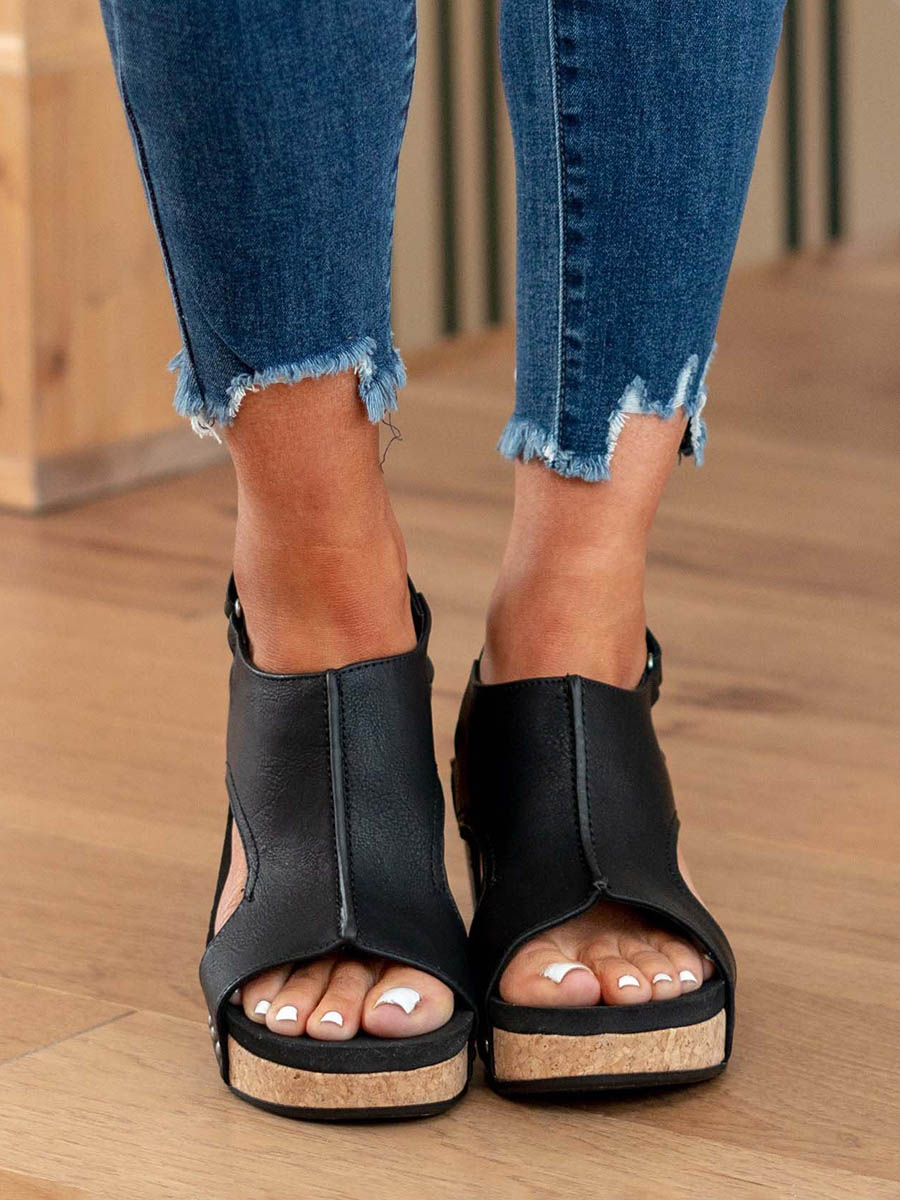 Veleaee Mid Heel Wedge Sandals