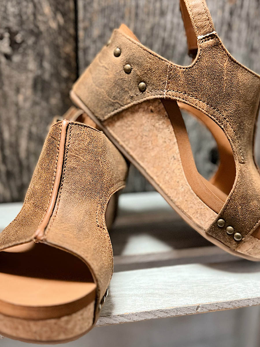 Veleaee Mid Heel Wedge Sandals