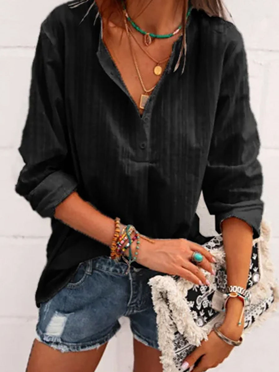 Veleaee Fashion V-neck Striped Top