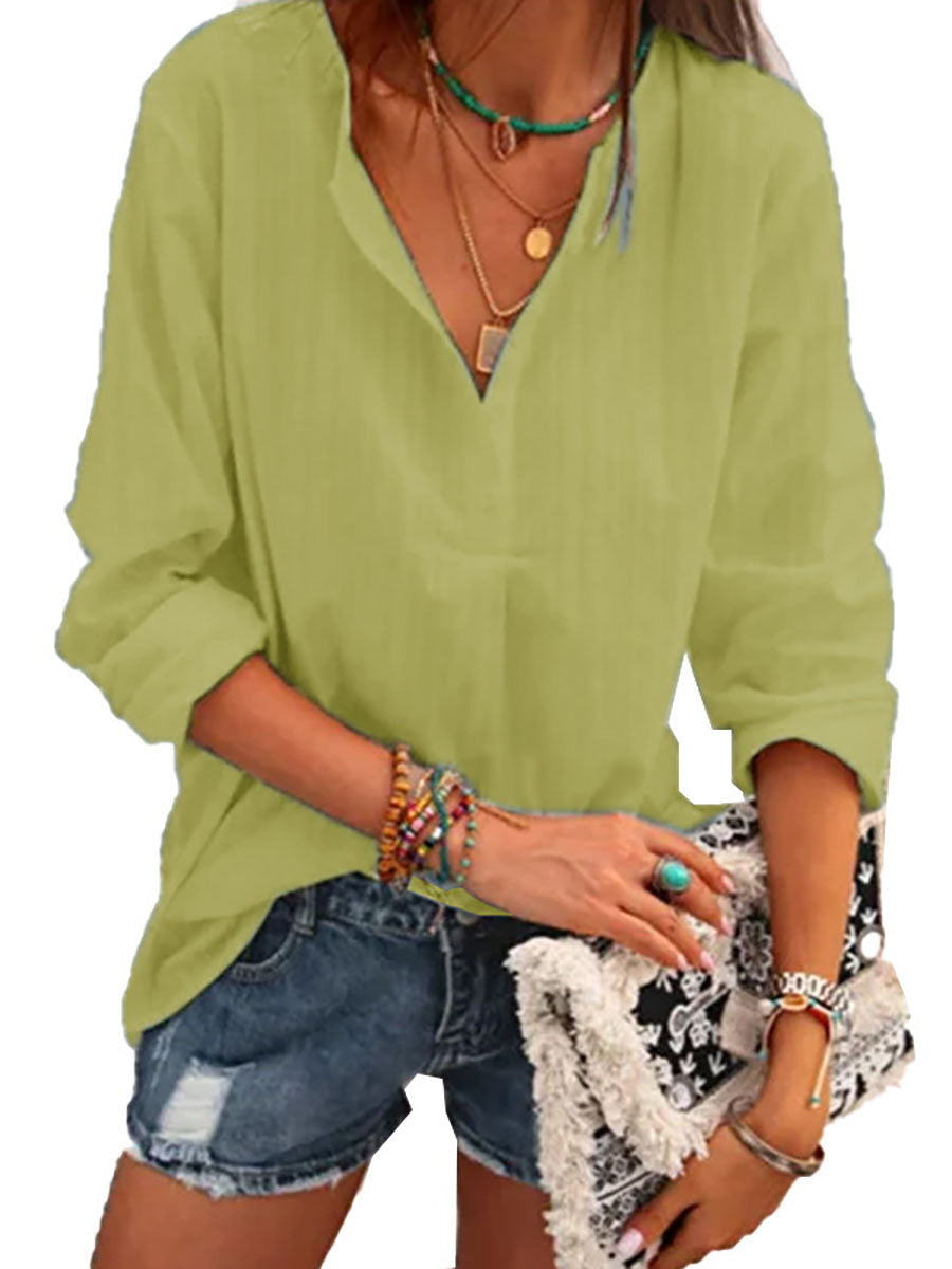 Veleaee Fashion V-neck Striped Top