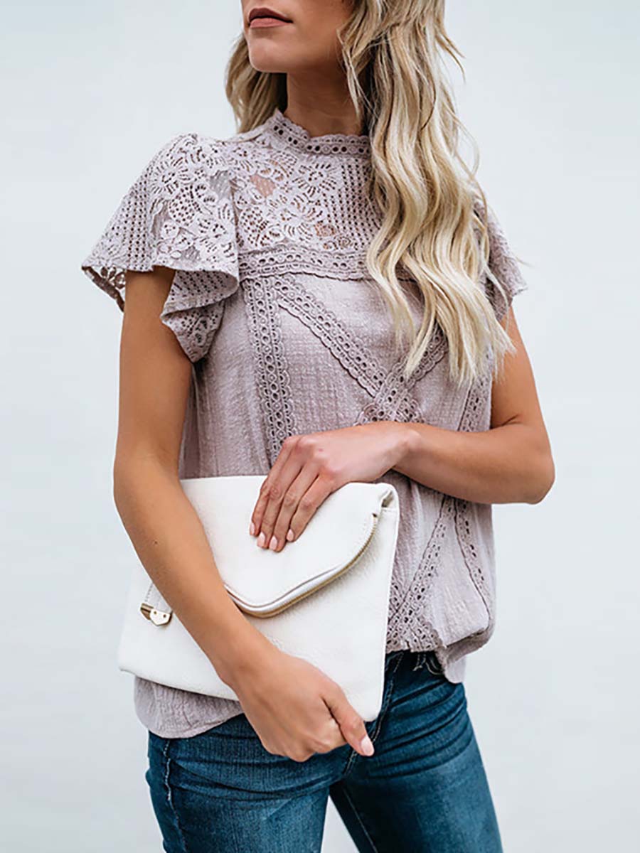 Veleaee Not So Secret Lace Overlay Ruffle Top - 3 Colors