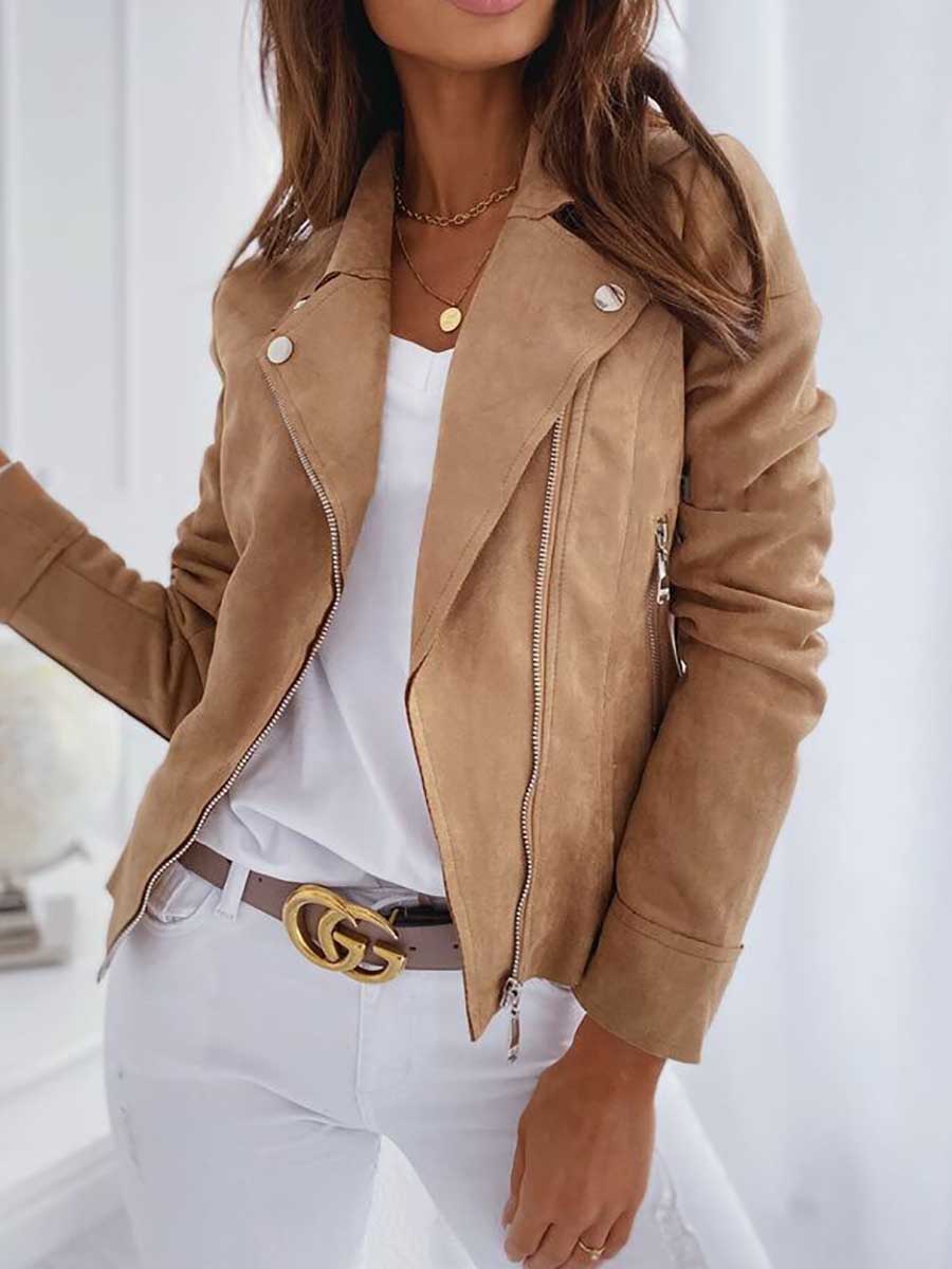 Veleaee Slim short lapel zipper jacket