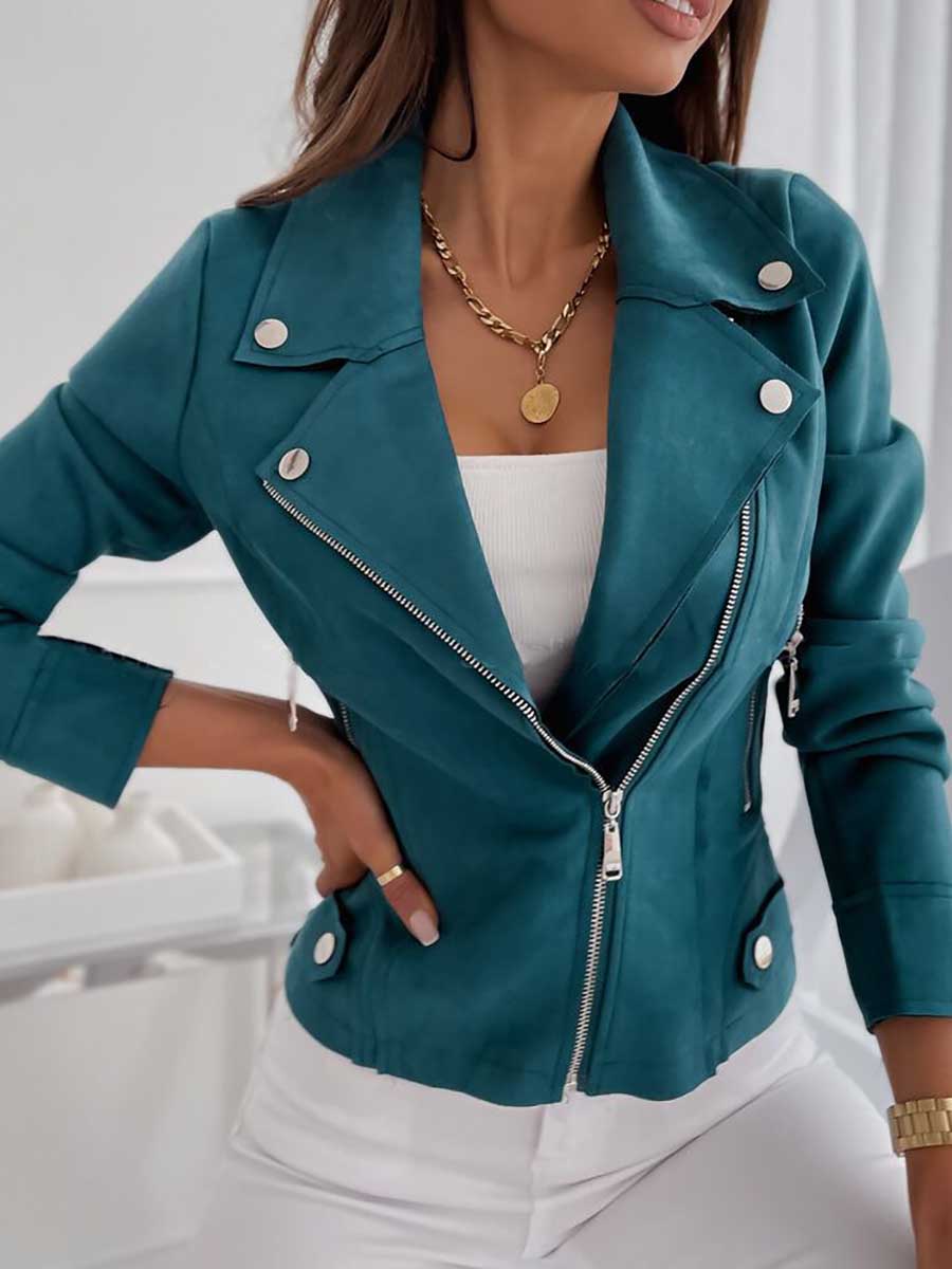 Veleaee Slim short lapel zipper jacket