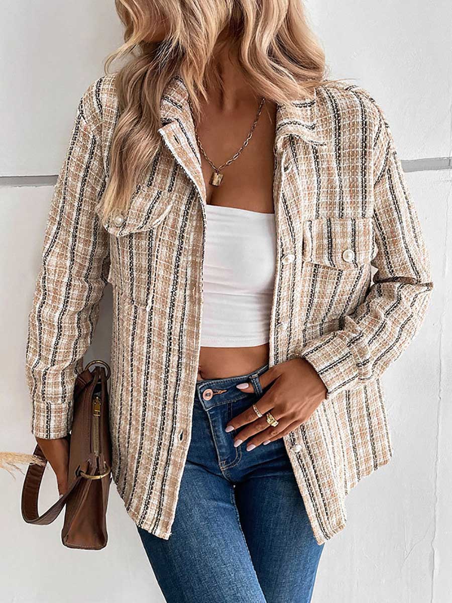Veleaee Designer Jacket Vintage Cross Border Plaid Cardigan