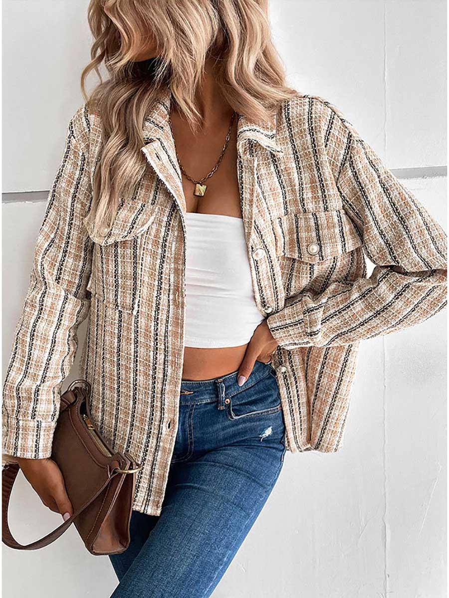 Veleaee Designer Jacket Vintage Cross Border Plaid Cardigan