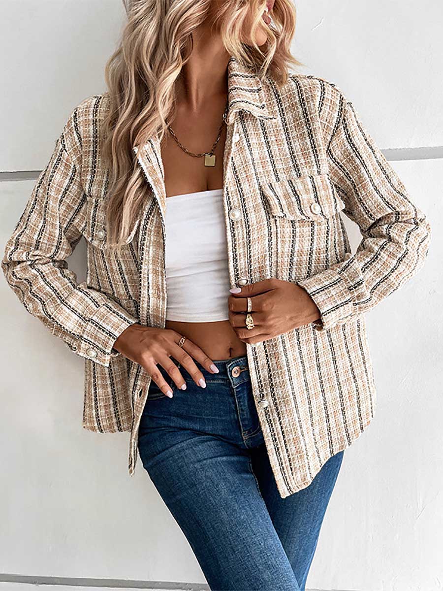 Veleaee Designer Jacket Vintage Cross Border Plaid Cardigan