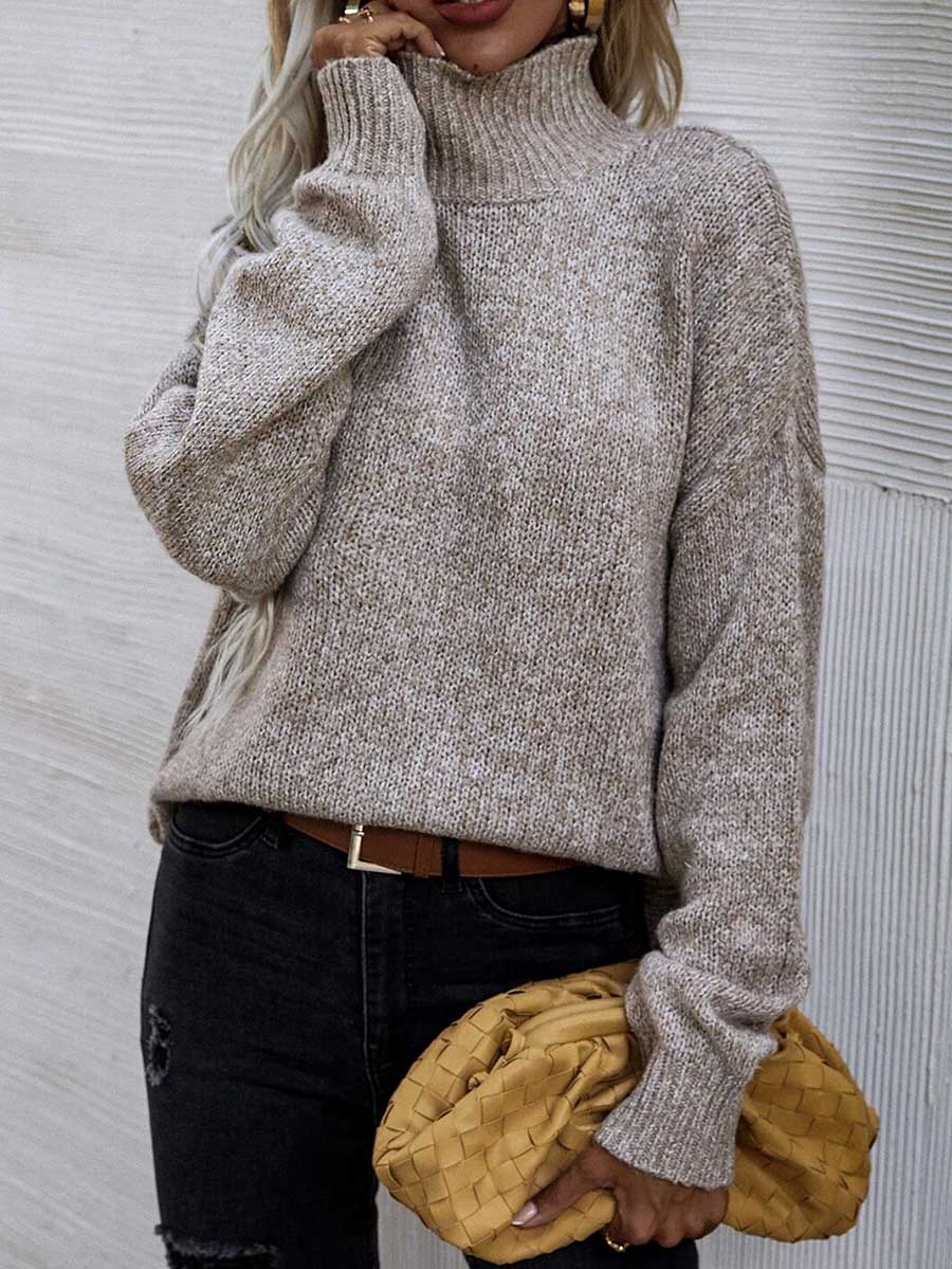 Veleaee Loose Round Neck Pullover Twist Sweater