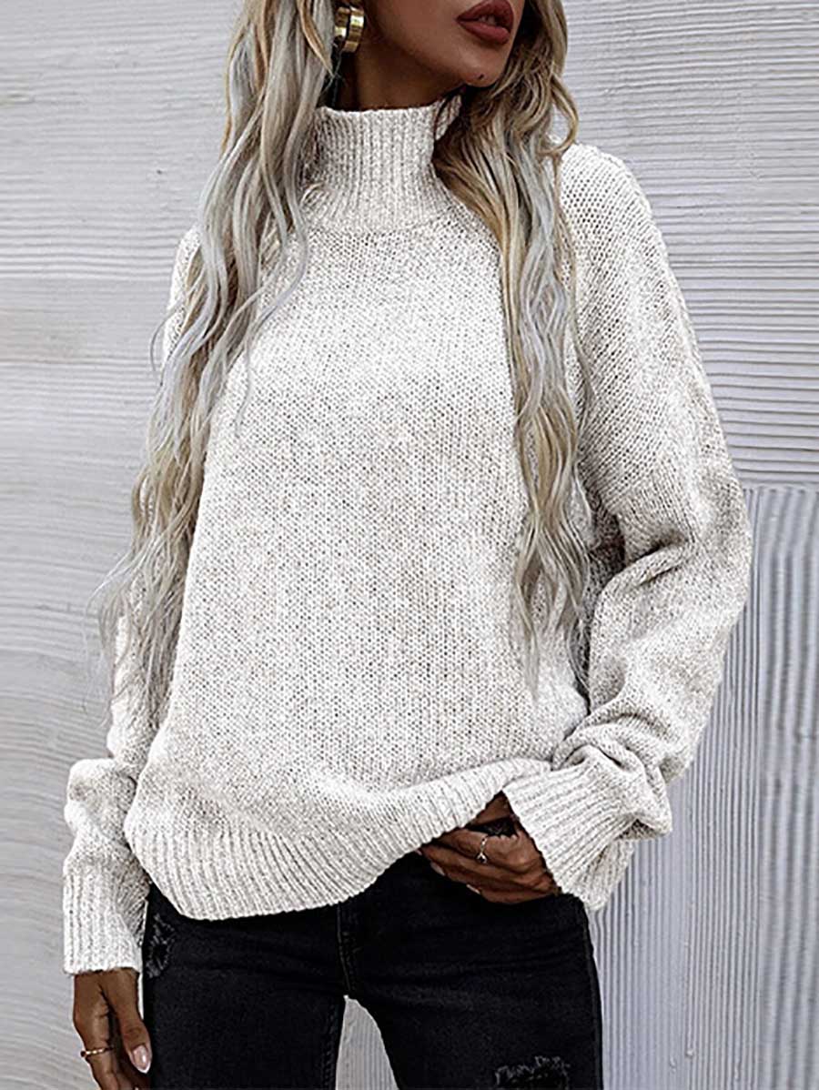 Veleaee Loose Round Neck Pullover Twist Sweater