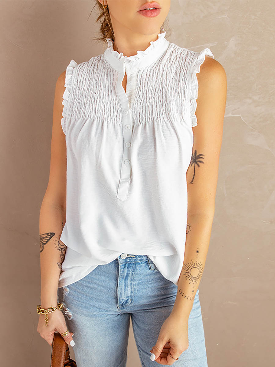 Veleaee Ruffle Neck Casual Vest(7 colors)
