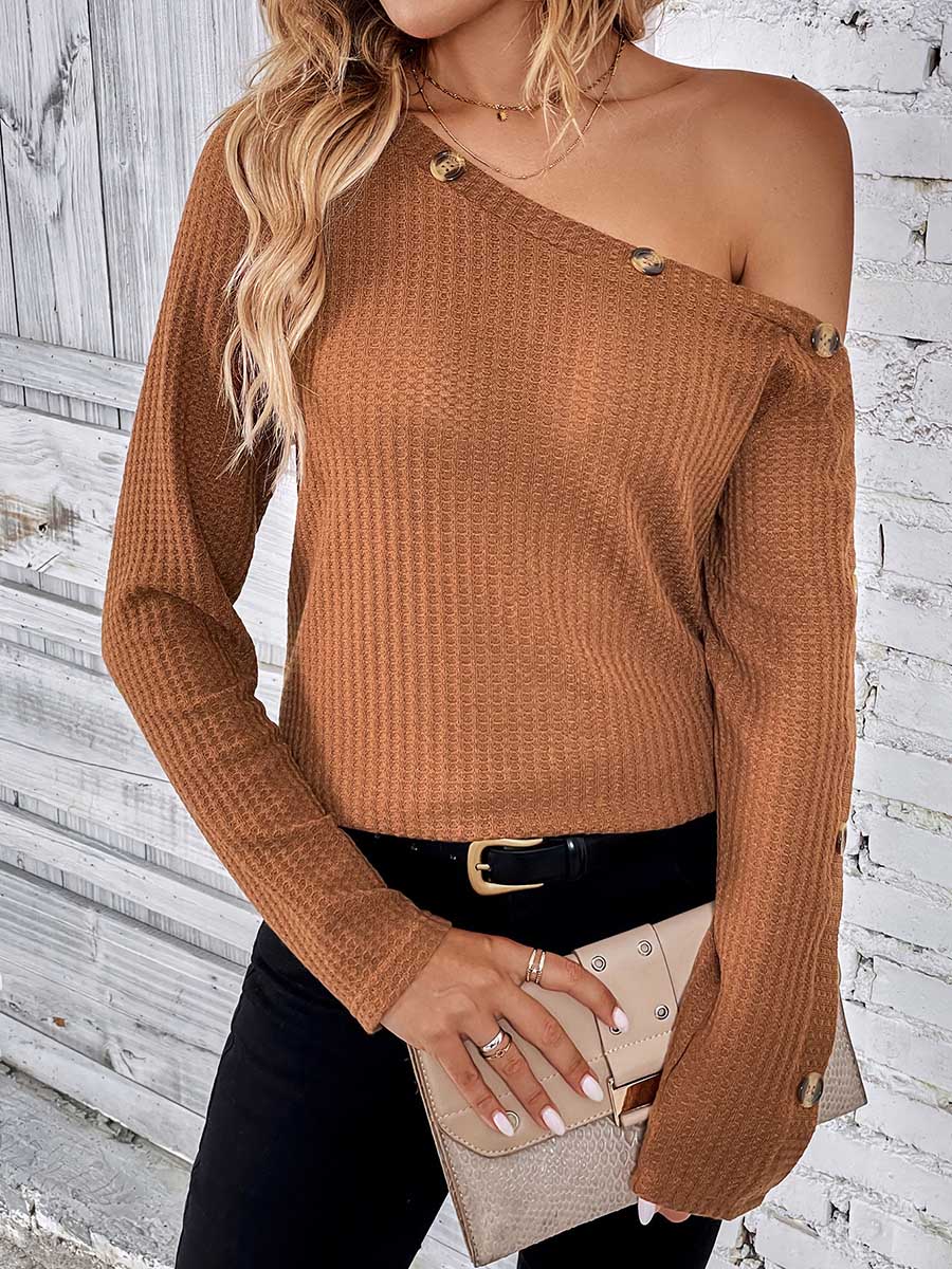 Veleaee Long Sleeve Knit Slim Strapless Top