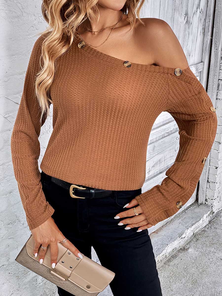 Veleaee Long Sleeve Knit Slim Strapless Top