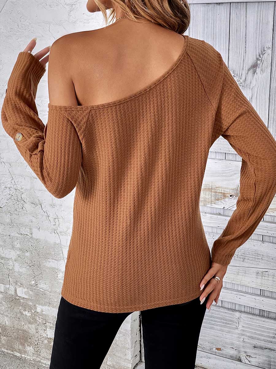 Veleaee Long Sleeve Knit Slim Strapless Top