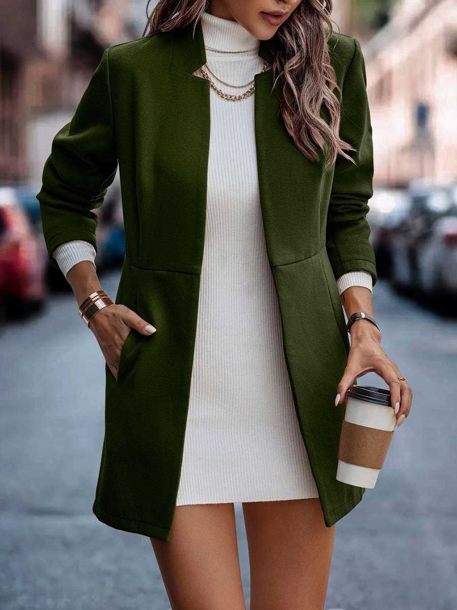 Veleaee Cotton Half Open Neck Tweed Coat