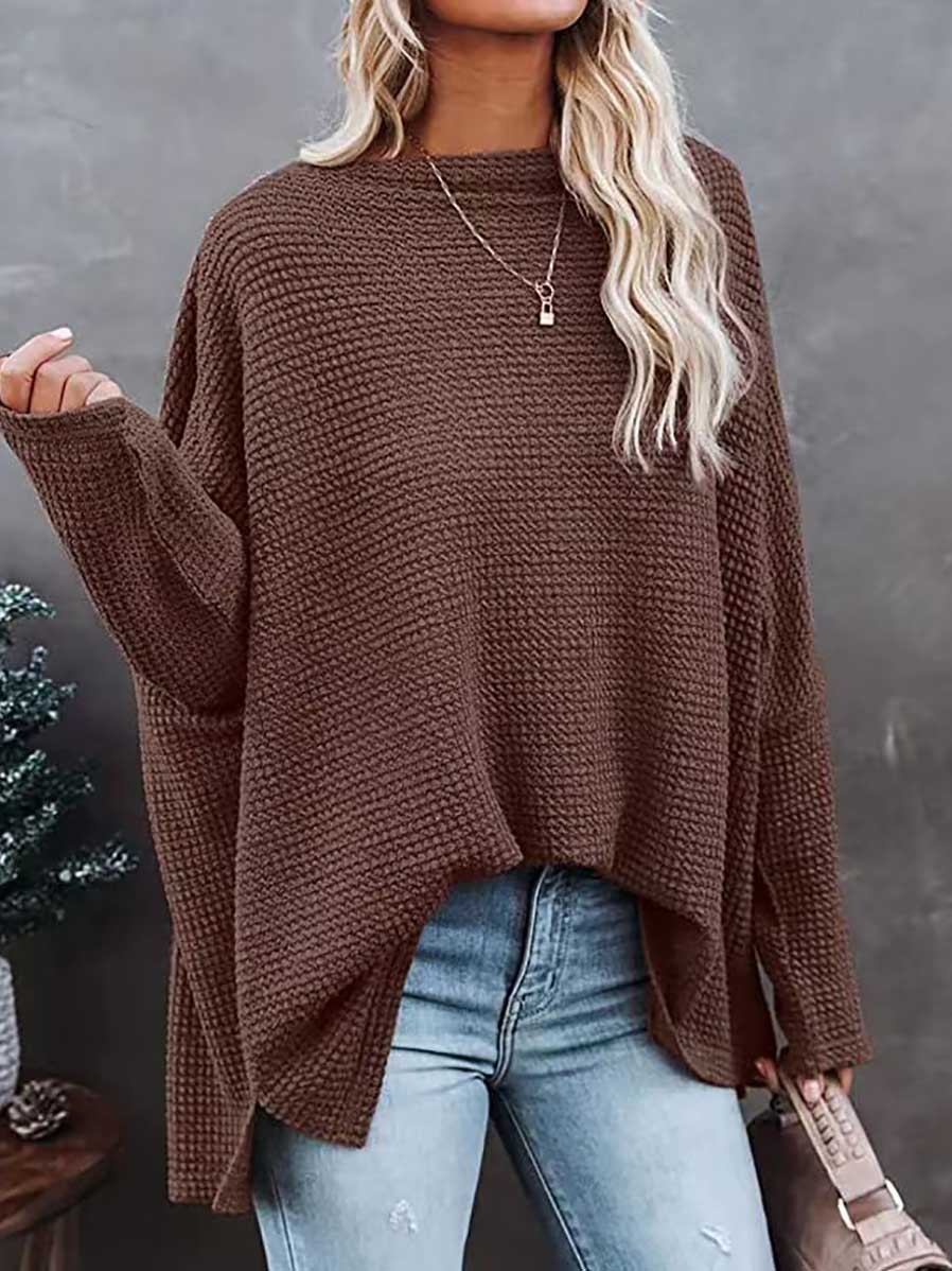 Veleaee Knitted waffle slouchy top