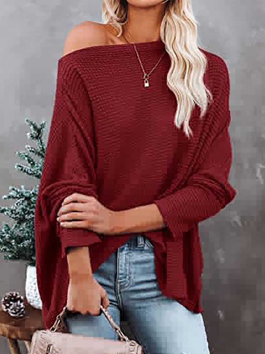 Veleaee Knitted waffle slouchy top