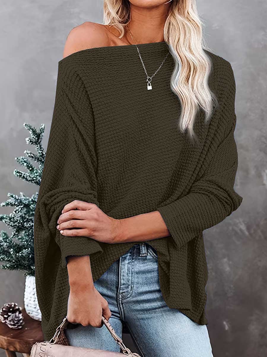 Veleaee Knitted waffle slouchy top