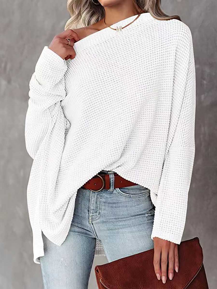 Veleaee Knitted waffle slouchy top