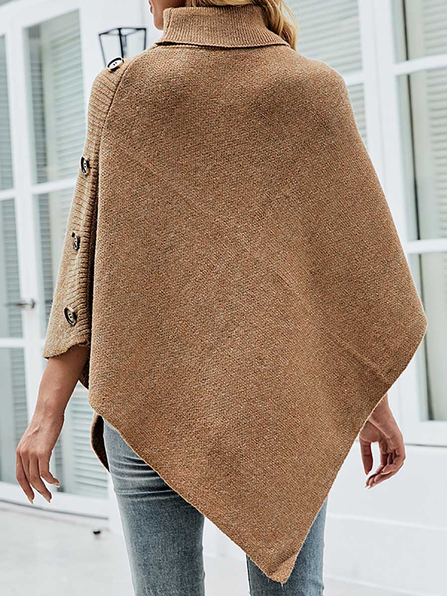 Veleaee Shawl cape turtleneck sweater