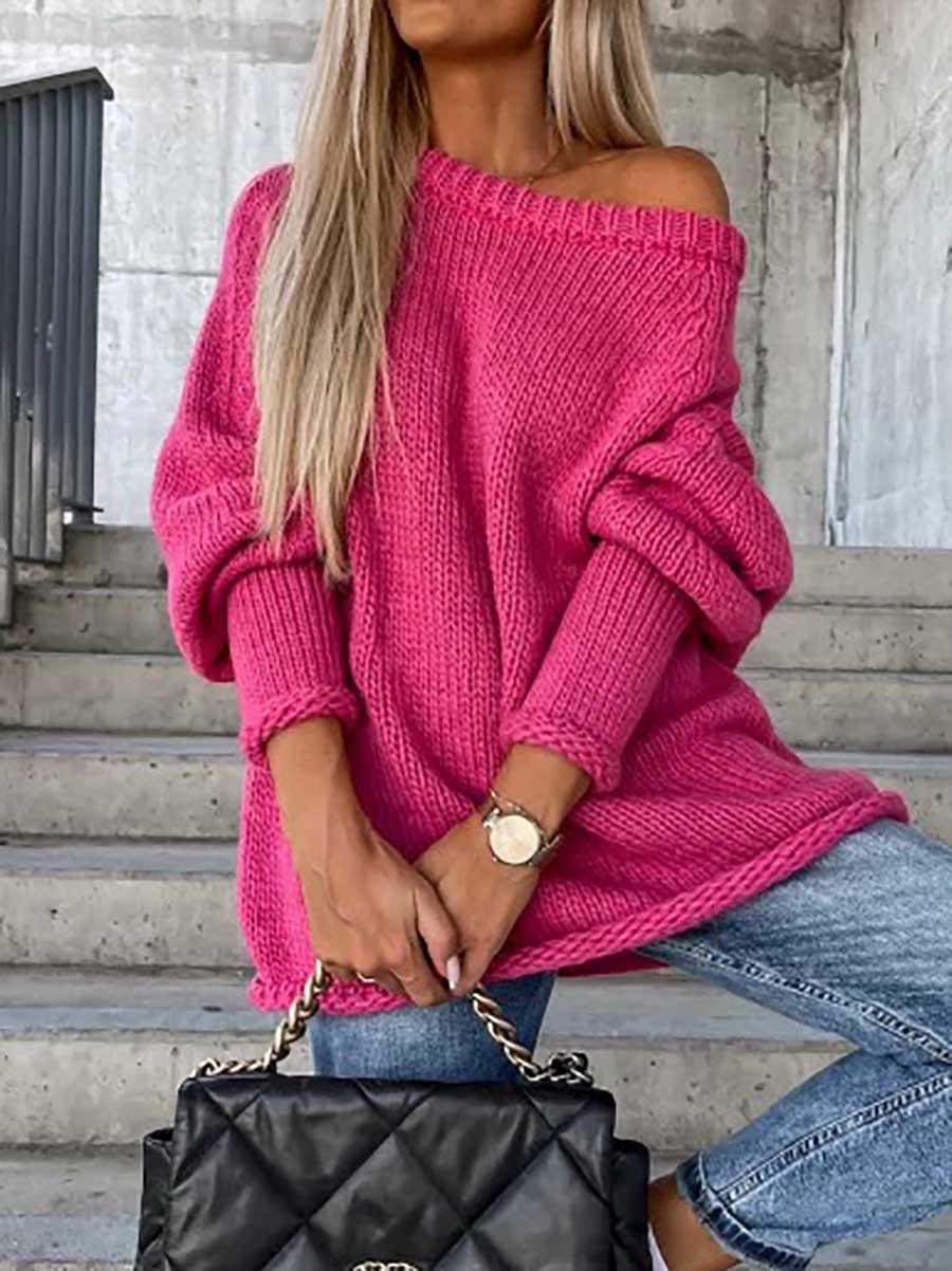 Veleaee Crew neck pullover knit sweater