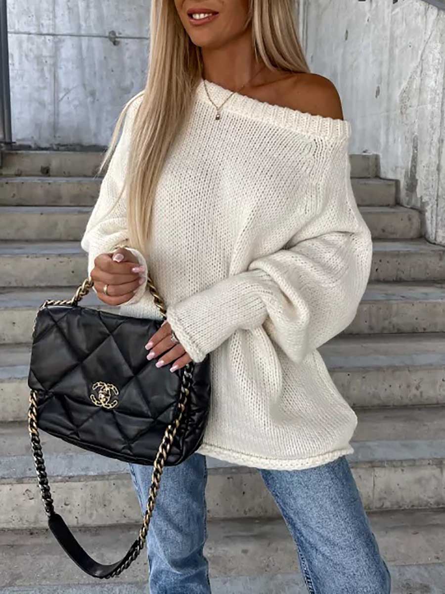 Veleaee Crew neck pullover knit sweater