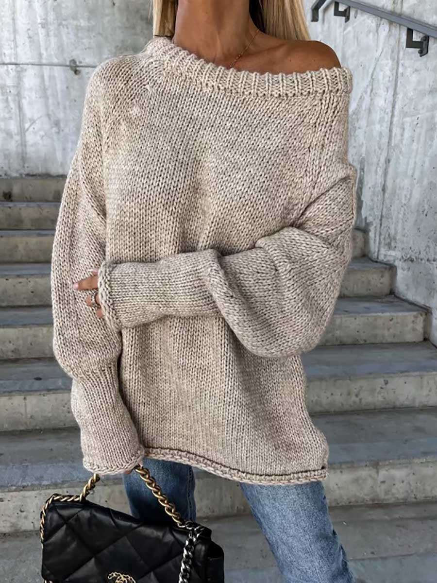 Veleaee Crew neck pullover knit sweater