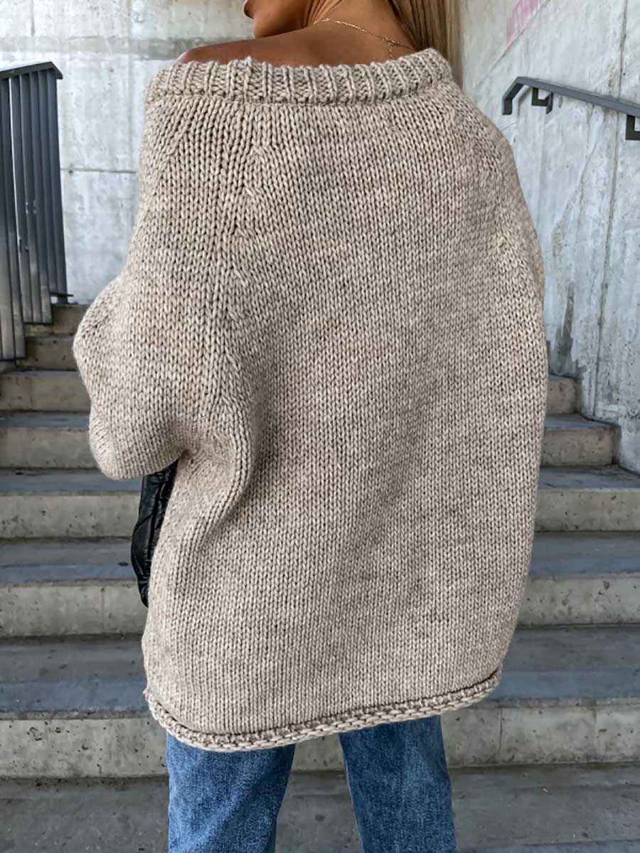 Veleaee Crew neck pullover knit sweater