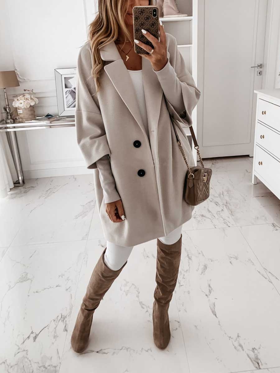 Veleaee Tweed Coat With Seven-quarter Sleeves