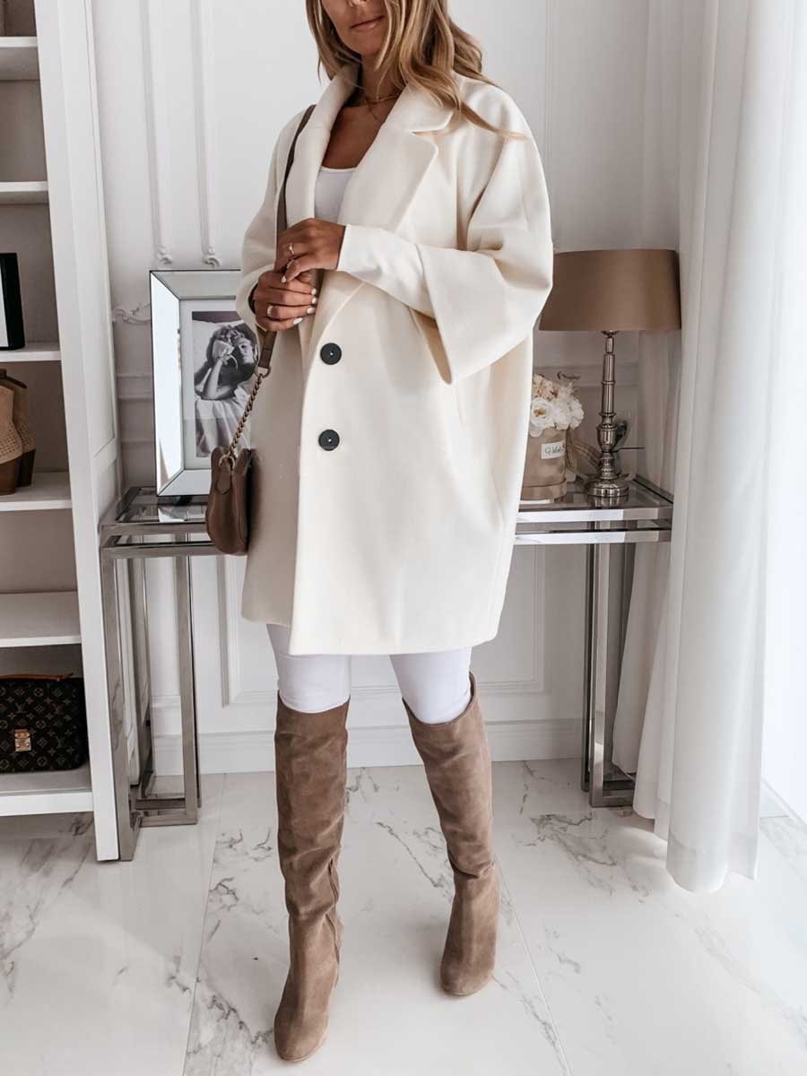 Veleaee Tweed Coat With Seven-quarter Sleeves