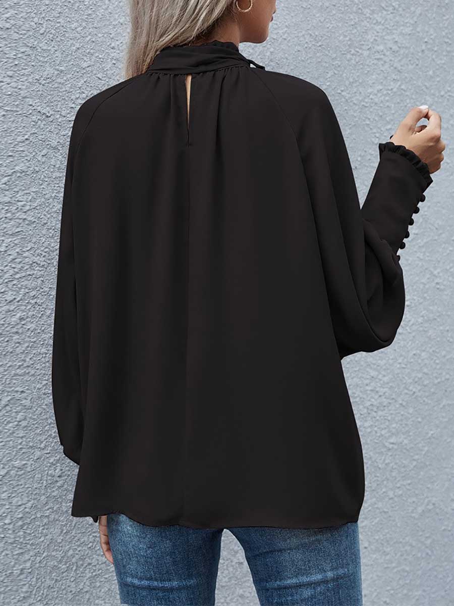 Veleaee High Neck Bow Tie Women's Top