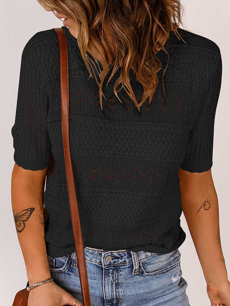 Veleaee Round neck pullover bottom shirt