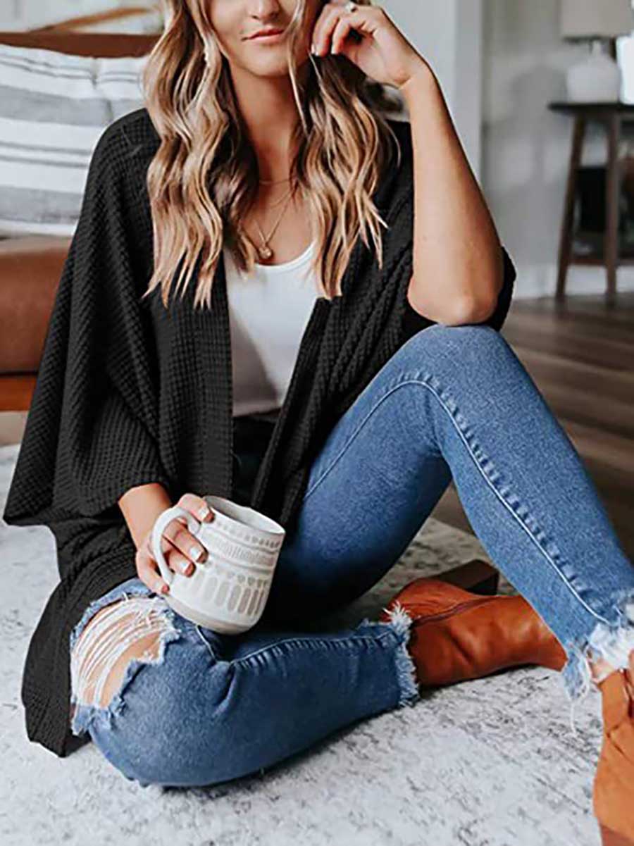 Veleaee Loose Cardigan Sweater Knit Top