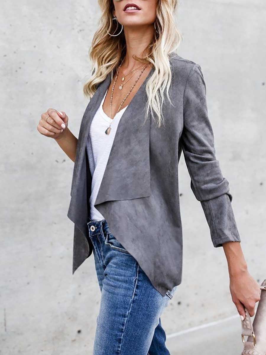 Veleaee Faux Buckskin Velvet Casual Jacket