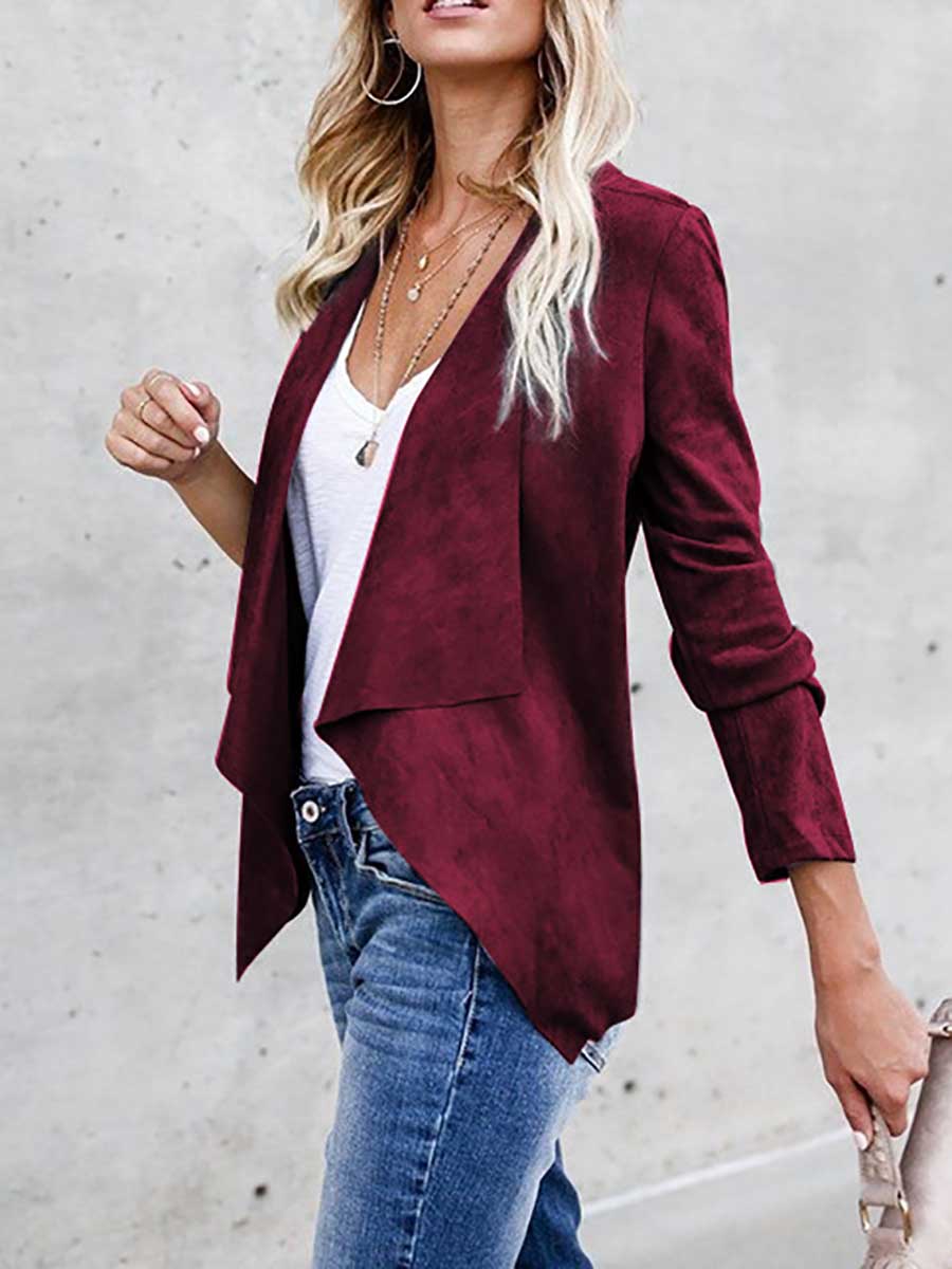 Veleaee Faux Buckskin Velvet Casual Jacket
