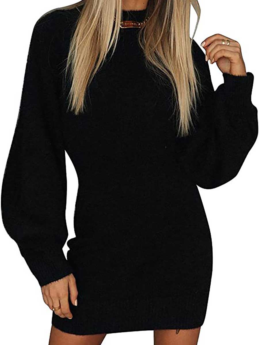 Veleaee Turtleneck Knit Sweater Dress