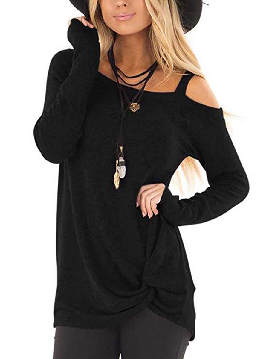 Veleaee Long Sleeve Knotted Sweatshirt T-Shirt