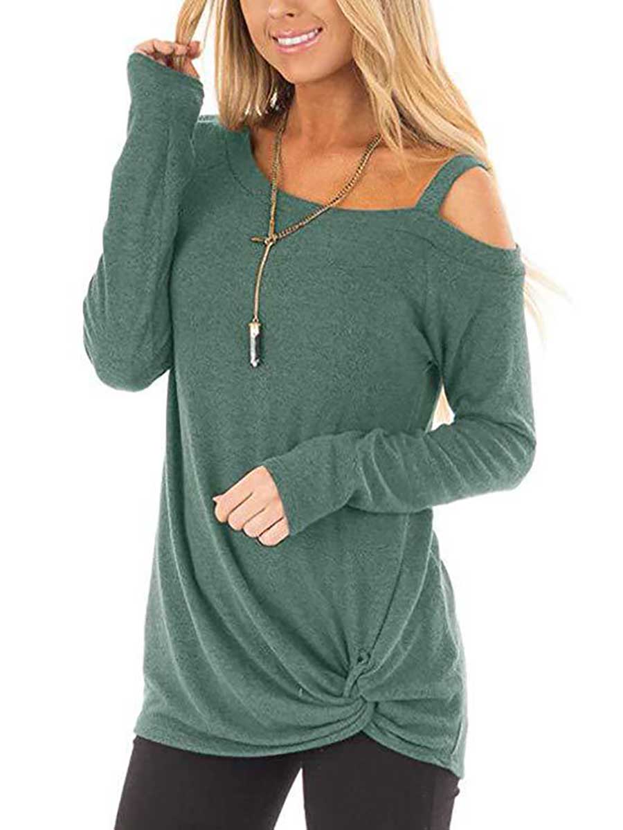 Veleaee Long Sleeve Knotted Sweatshirt T-Shirt