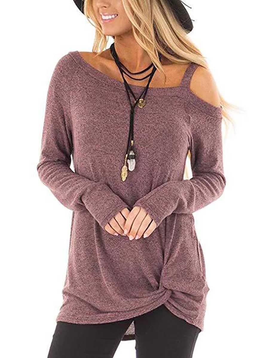 Veleaee Long Sleeve Knotted Sweatshirt T-Shirt